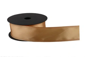 Stuha s tvarovacím drôtikom, krémo-zlatá