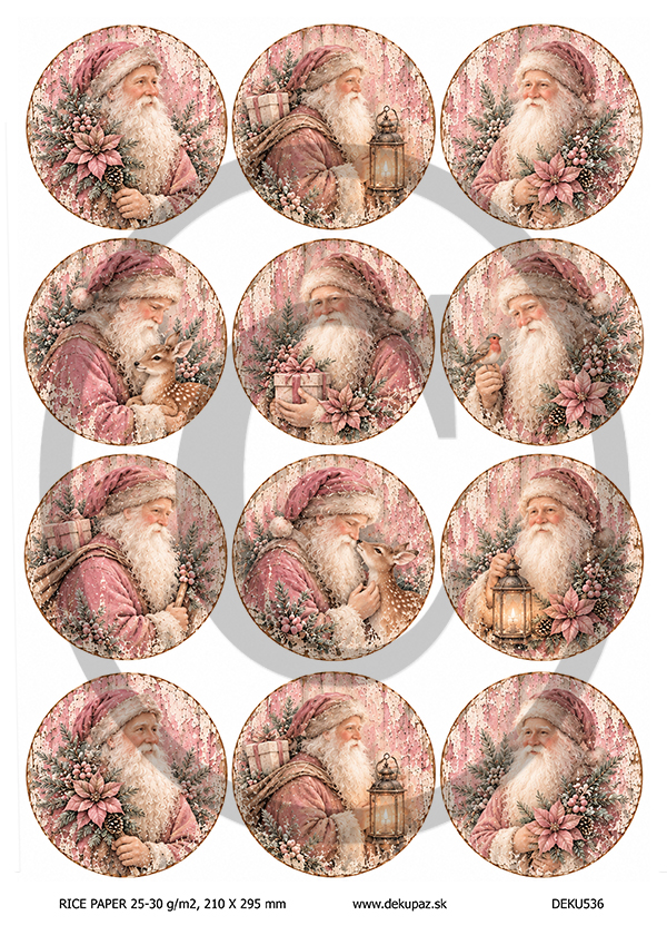 viancná servítka, mikuláš, ružový na decoupage