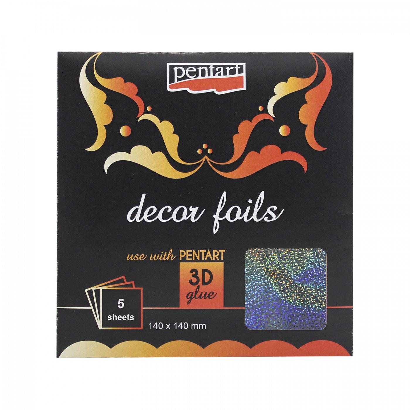 Dekoračná fólia, 5ks, hologramovými glittermi