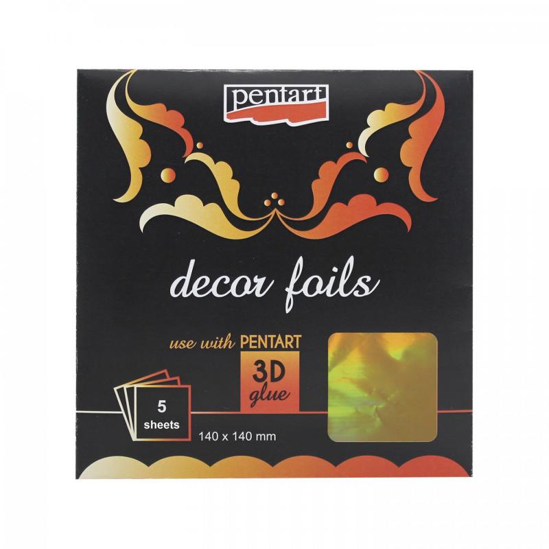 Dekoračná fólia, 5ks, zlatá, hologramovým vzorom