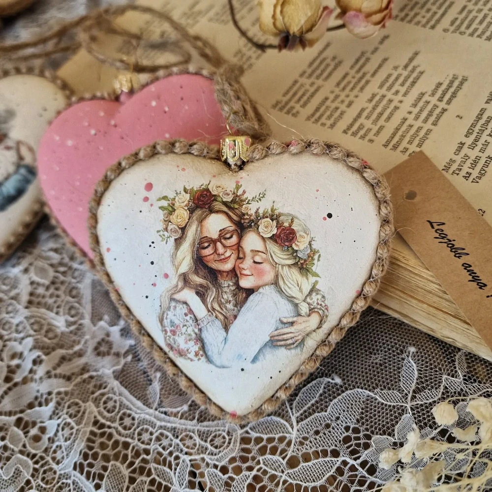 Biele plastové srdce na decoupage, 11 cm