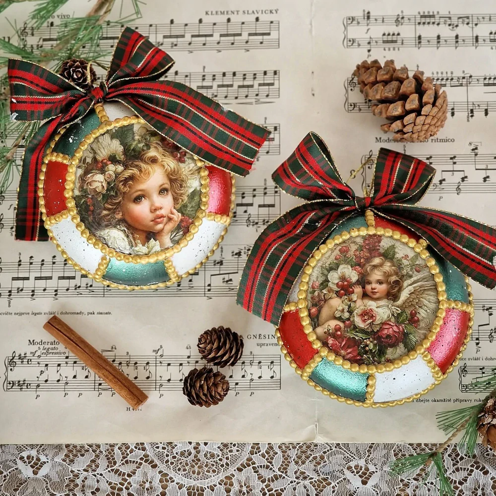 Biely plastový medailon na decoupage, priemer 12 cm