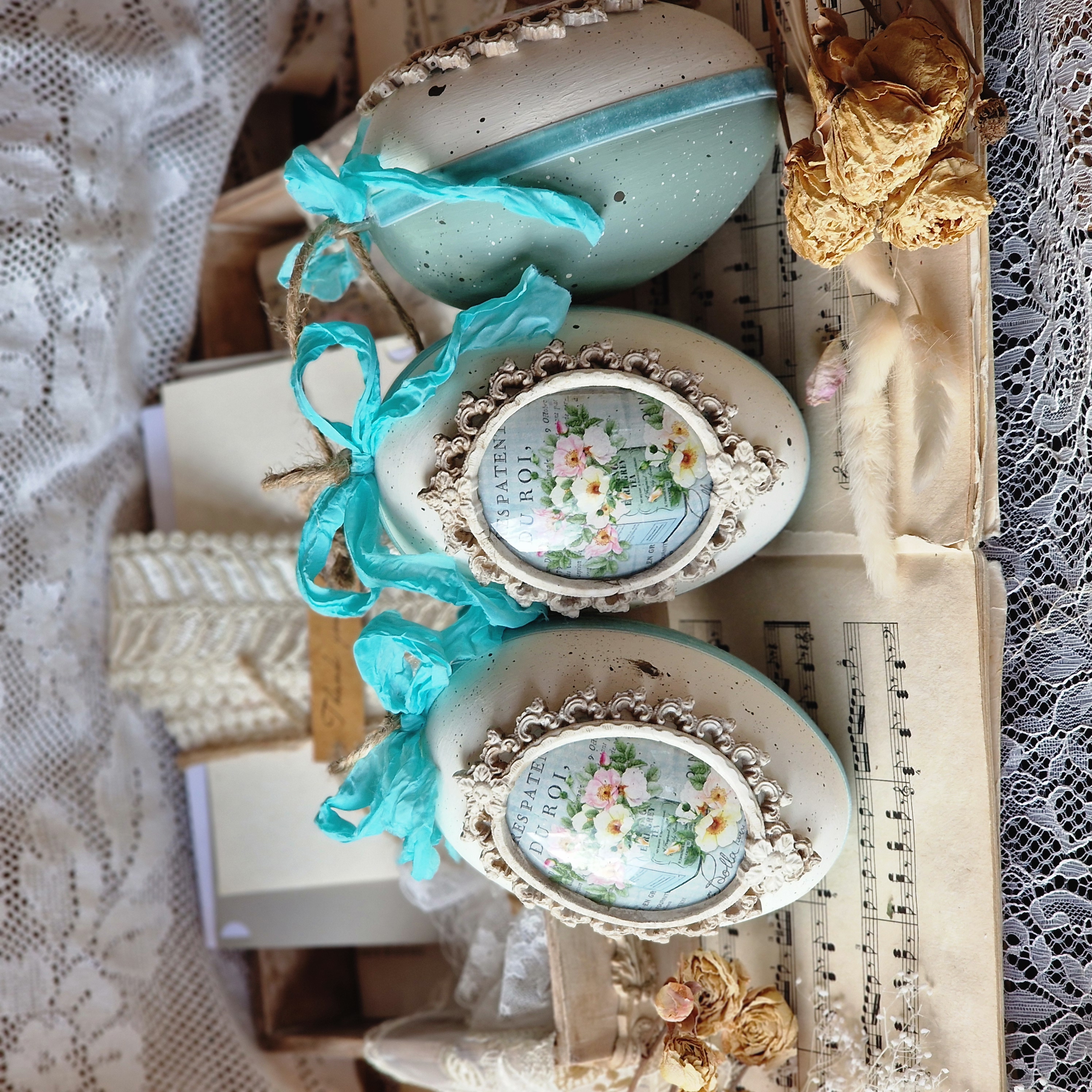 Country zelené veľkonočné vajíčka, 3 ks