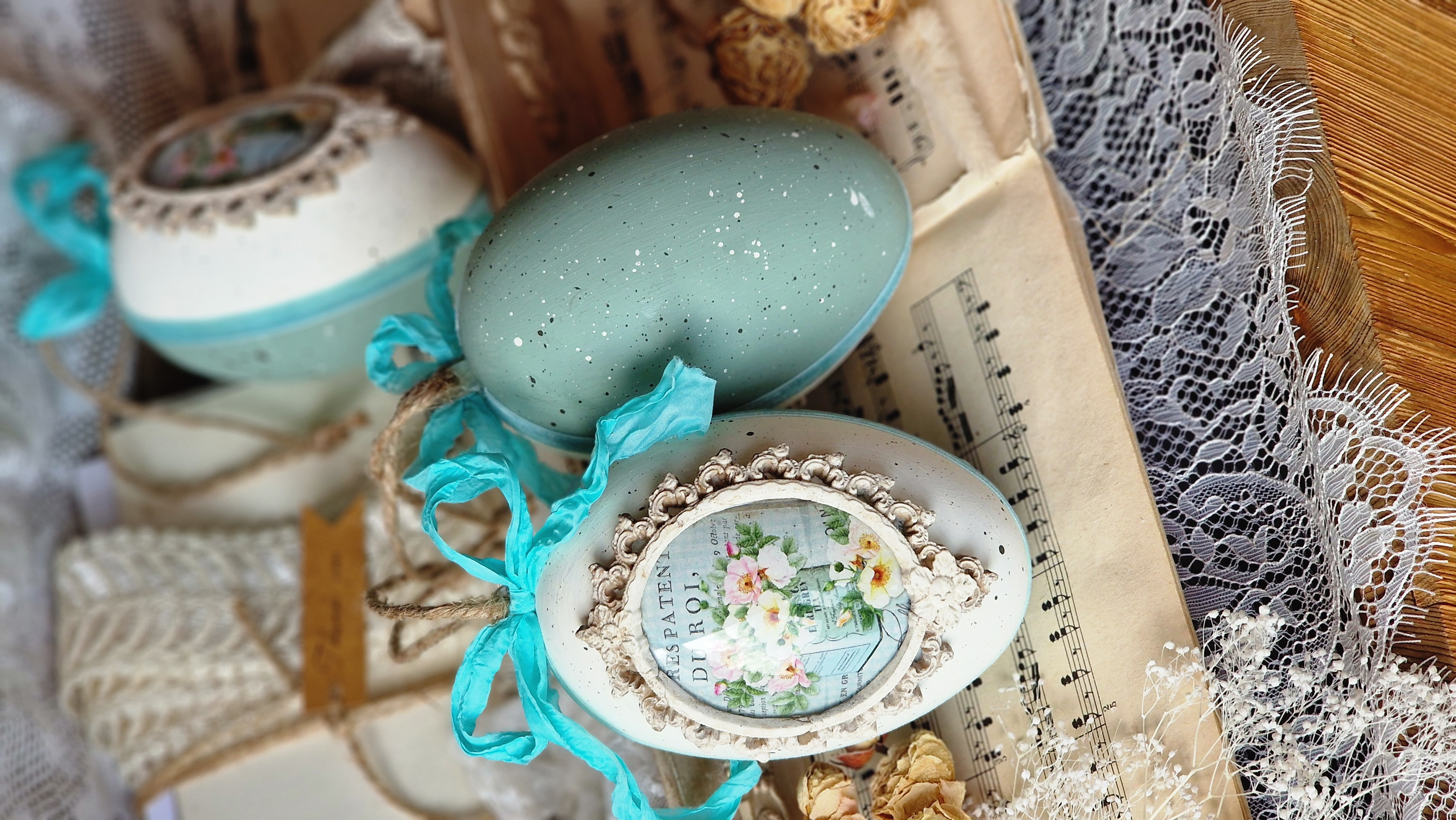 Country zelené veľkonočné vajíčka, 3 ks